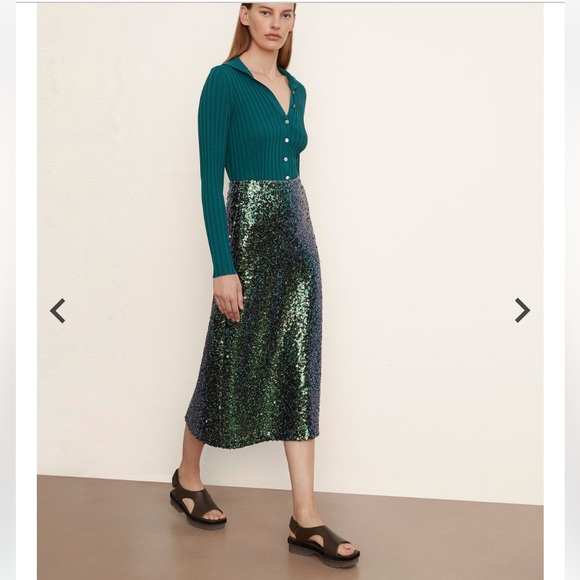 BNWT Vince Sequin Slip Skirt in Jade. Sz XL - Picture 5 of 8